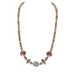 Handcrafted Austin Design Beaded Necklace With Pink Clear Glass Beads